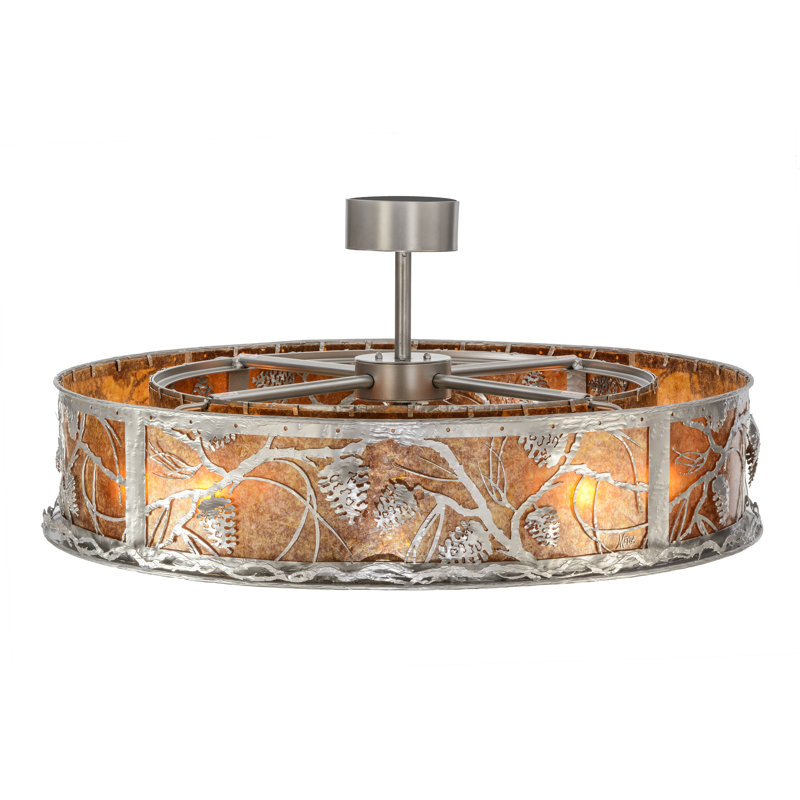 Rustic Lodge 8 - Light Chandelier, Brushed Nickel