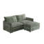 Canapé modulaire en L en velours côtelé 2 places avec 1 repose-pieds, assise profonde et 2 coussins-681263915