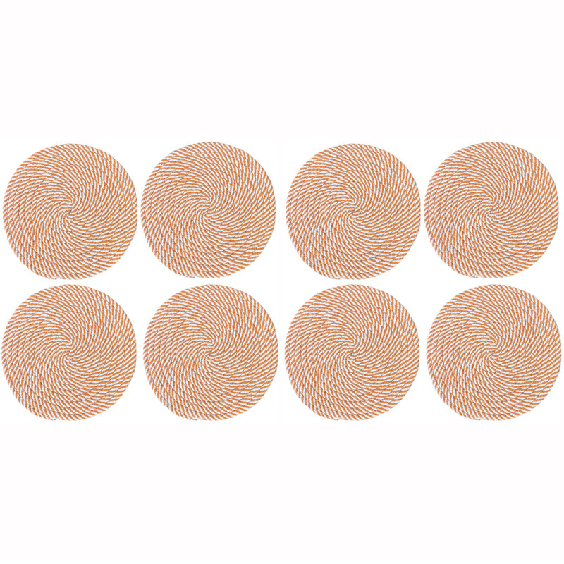 Polyester Round 8 Piece Trivet Set, Orange
