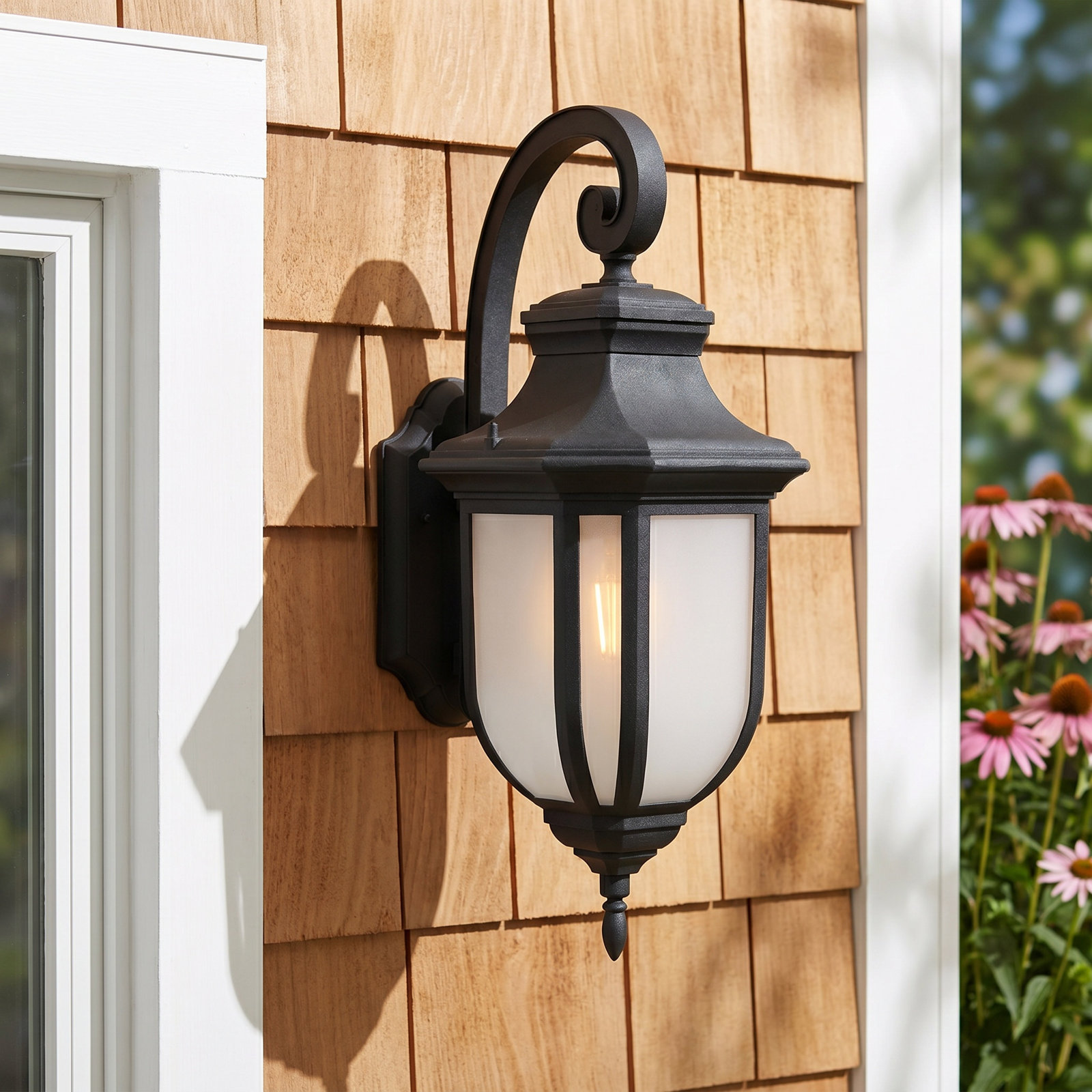 Carterton Single Light Outdoor LED Wall Light, 14.63" H x 6.38" W x 8.5" D, Black, Yes