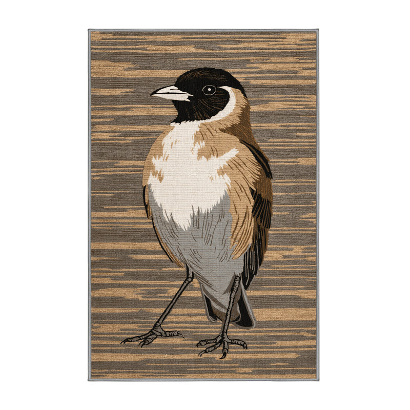 Washable Common Bulbul Birds Area Rug, Rectangle 7' x 9'