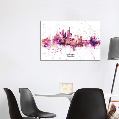 Philadelphia Skyline Splash Pink by Michael Tompsett - Wrapped Canvas Print