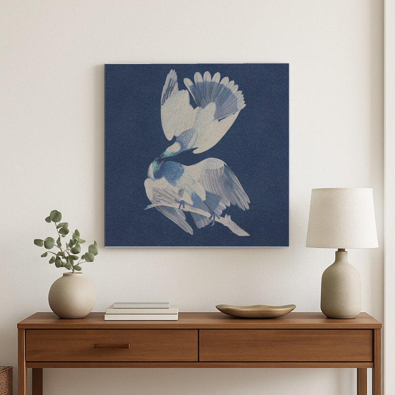 Aigle caracara brésilien (Planche 161) Marine — Décoration murale carrée en métal, H 32 po x l 32 po