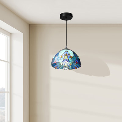 10.25"W Stained Glass Traditional Dome Shade Pendant