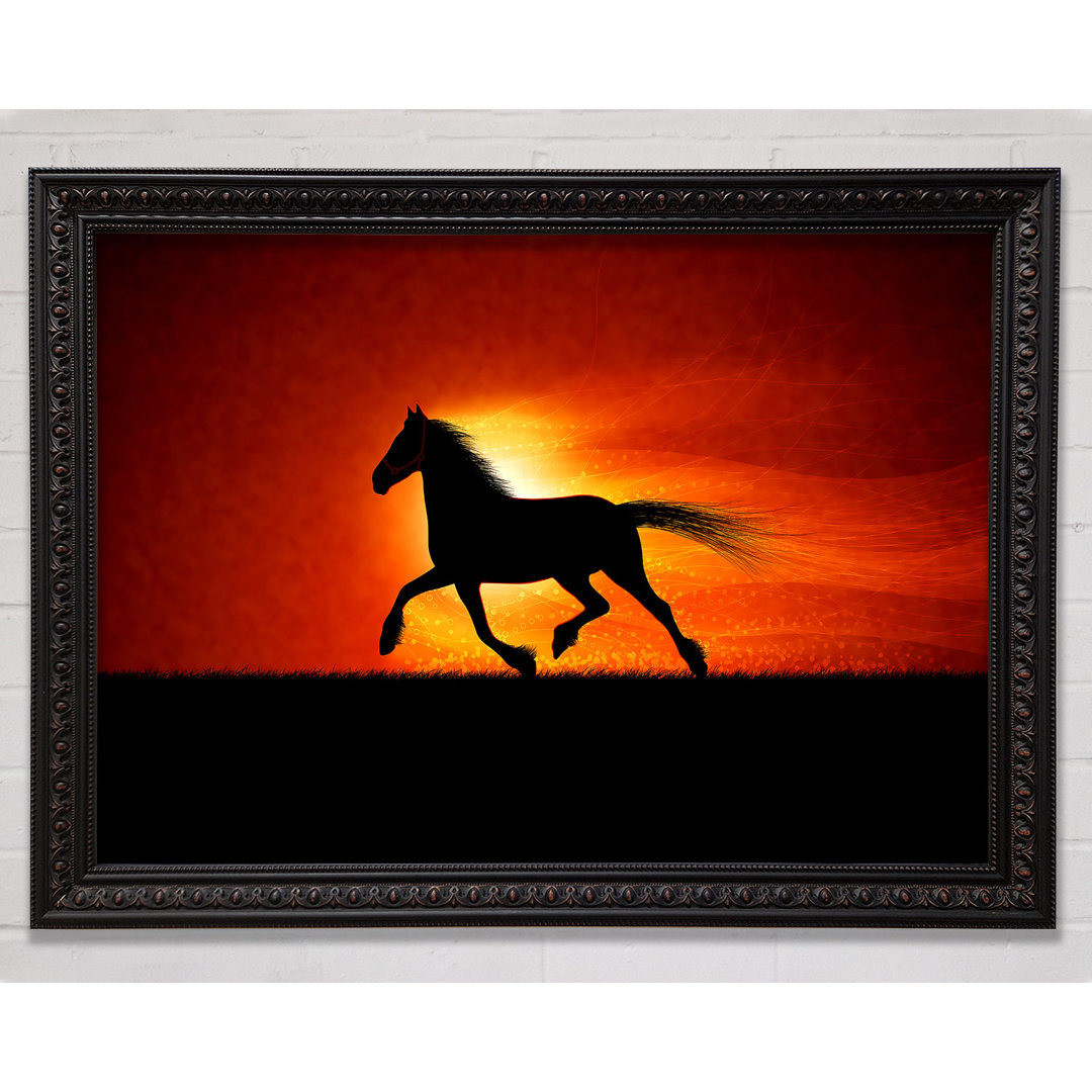 Running Horse Sunset Blaze - Einzelner Bilderrahmen Kunstdrucke