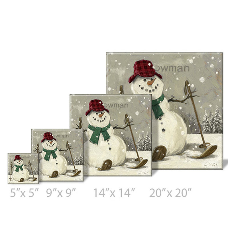 «Snowman On Skis», art mural numérique, H 5 po x l 5 po x P 1 po