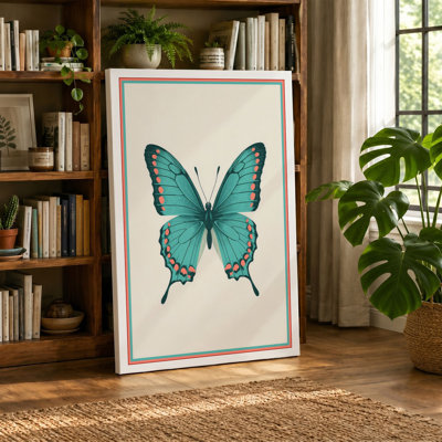 Symmetrical Butterfly Study Botanical - Wrapped Canvas