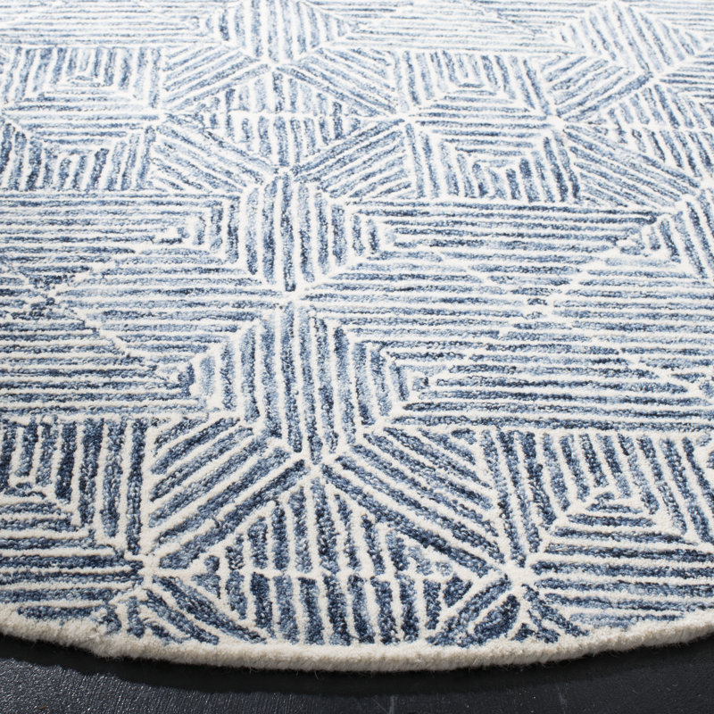 Geometric Hand Woven Area Rug, Round 183 cm