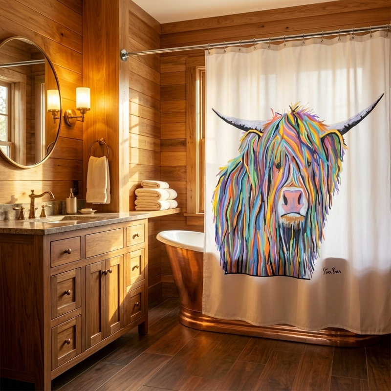 Art by Steven Brown Angus McCoo Shower Curtain, 18x18cm