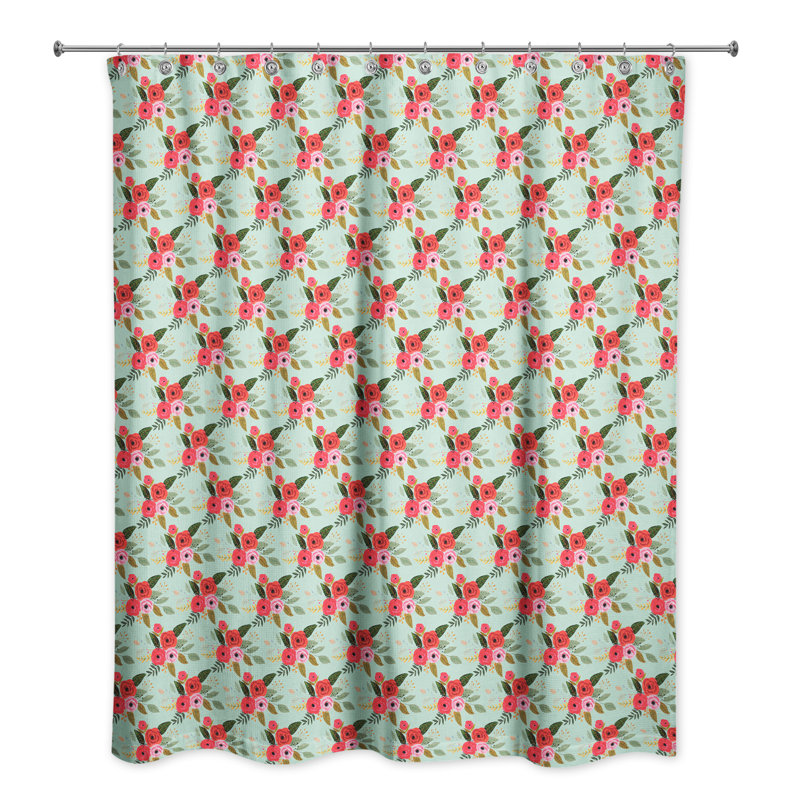 Sofiane Floral Shower Curtain, Mint