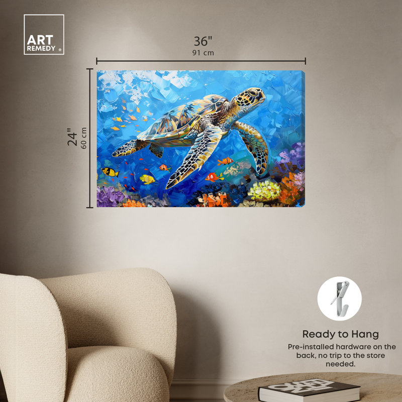 Art Remedy Turtle, H 24 po x l 36 po, Toile tendue