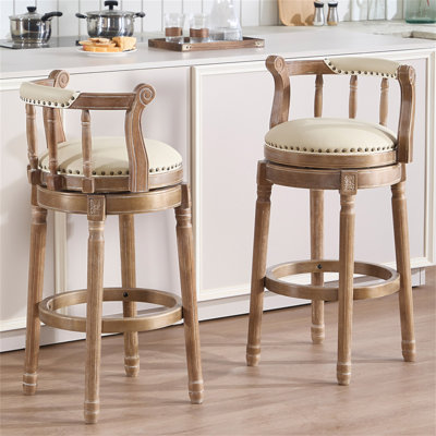 Bar Stools Seat Height 26'' Leather Wooden Bar Stools(1Pc)