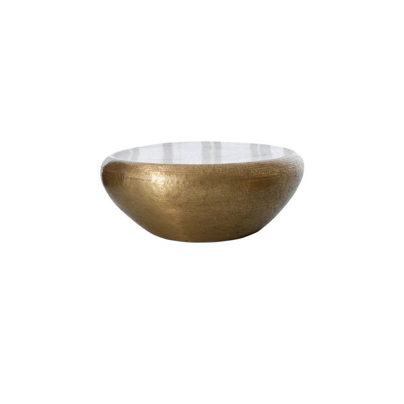 Goa Cocktail Table-Antique Brass, 18" H x 47" L x 47" W
