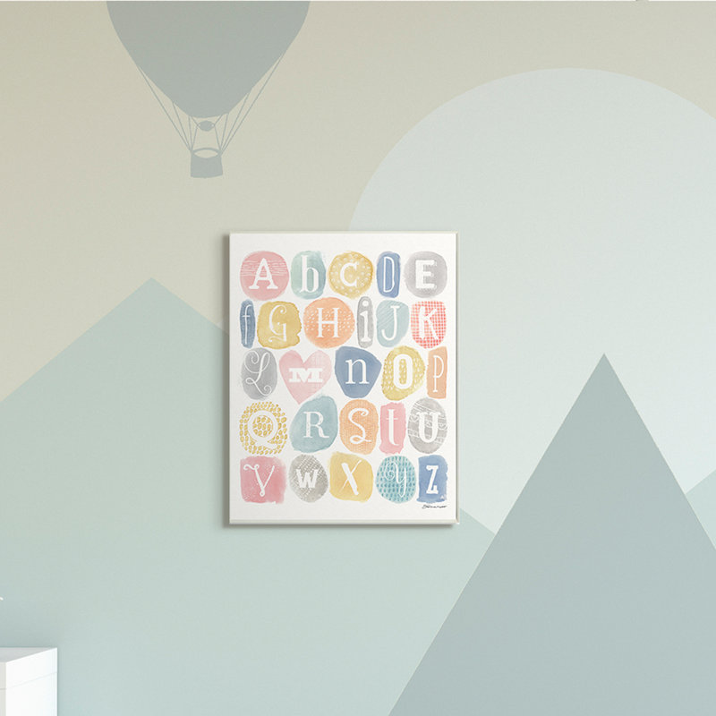 Gracemont, motif doux, aquarelle, lettres, art graphique, H 19 po x l 13 po x P 0,5 po, Bois naturel