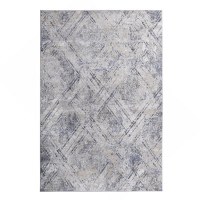 Collection Blue/Grey /Geometric Non-Shedding Living Room Bedroom Dining Home Office Stylish And Stain Resistant Area Rug