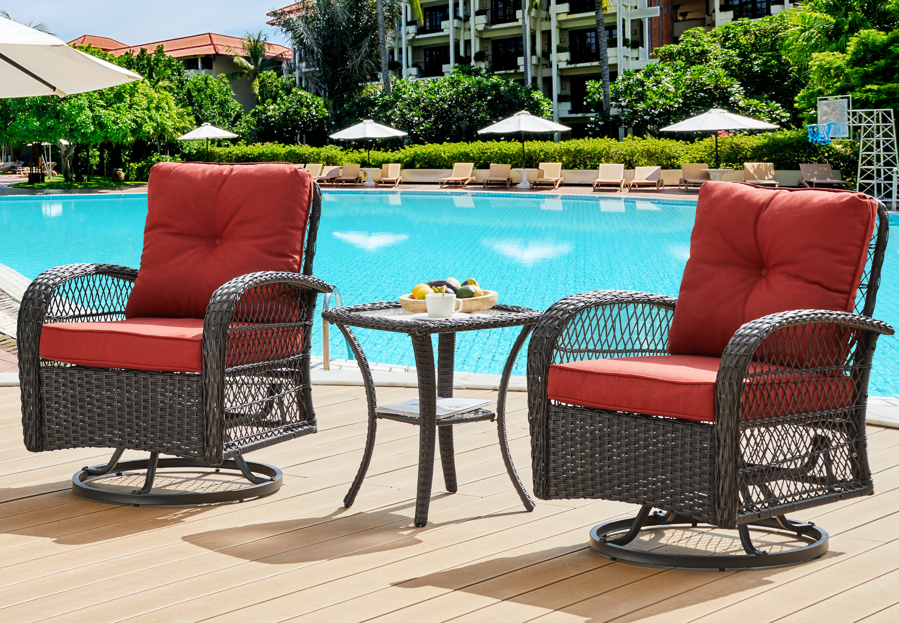 3 piece swivel rocker best sale patio set