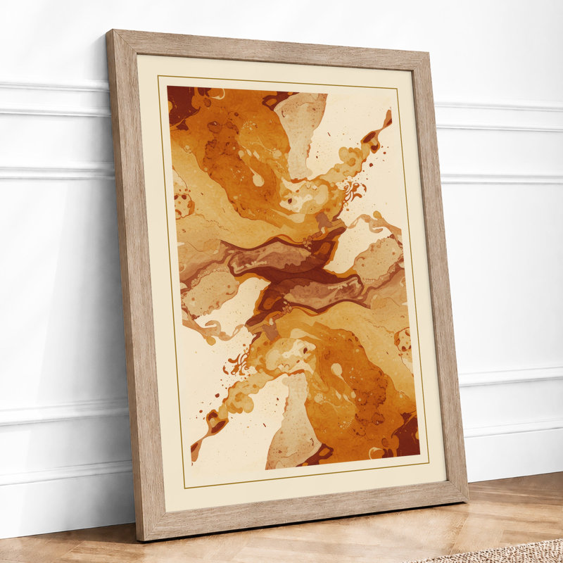 Earth Flow Abstract - Framed Print, A4 - 29.7 x 21.0 cm, Oak