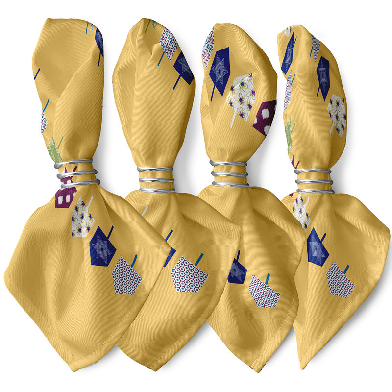 Serviette 22 po doodled dreidels, Jaune