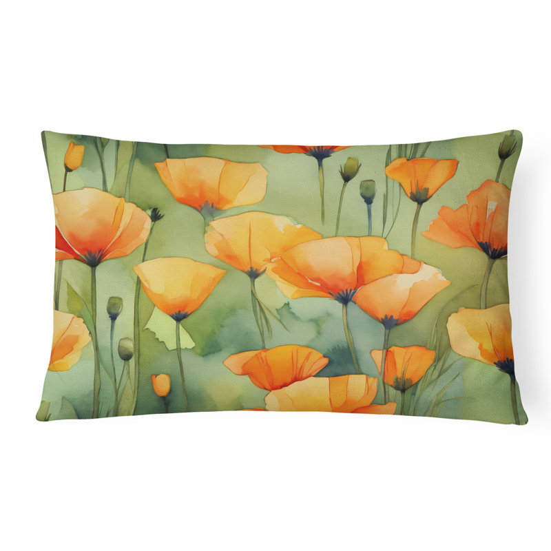 Coussin décoratif californien «California Poppies in Watercolor»