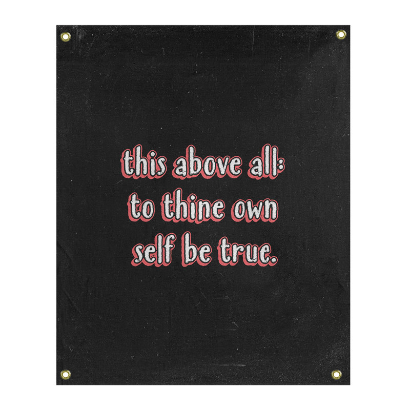 Tapisserie tableau noir en polyester, citation shakespeare, H 36 po x l 26 po, Rouge