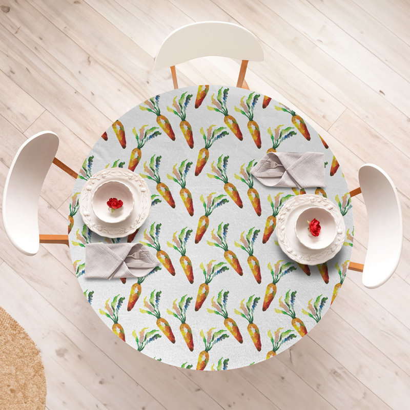 Winston Porter Vegetables Fitted Round Tablecloth Diameter Multicolor, 64.17" Round