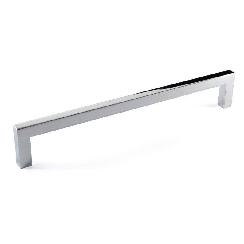 Poignée barre en zinc uni, Chrome poli, 8"