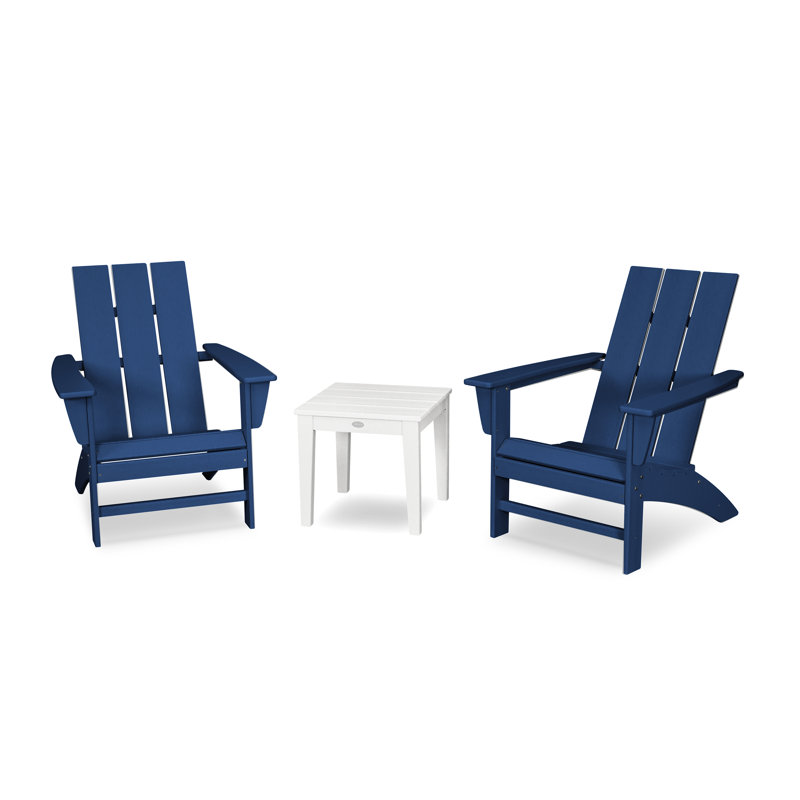 POLYWOOD Modern Adirondack 3-Piece Set, Navy