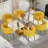 Rectangle Pedestal Dining Set with Woven Dining Chair-1258942118-1258942123-1258942125