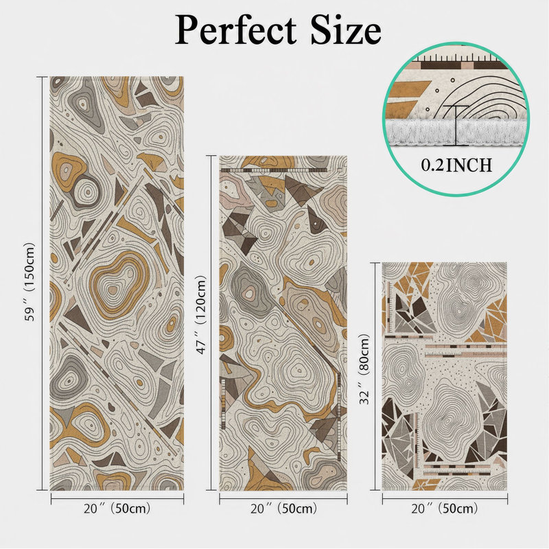 Tapis de cuisine géométriques abstraits et lavables antidérapants