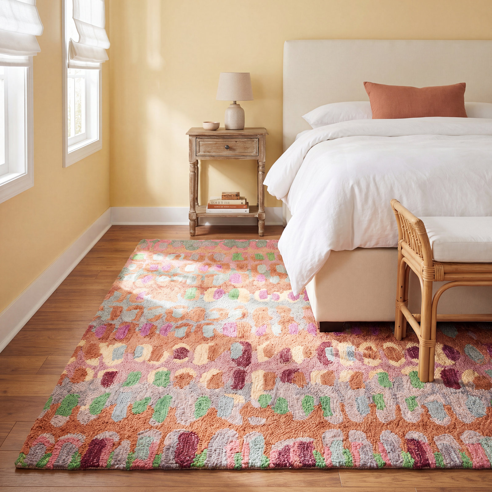 Paint Chip Clay Hand-Hooked Abstract Wool Rug, Rectangle 10' x 14'
