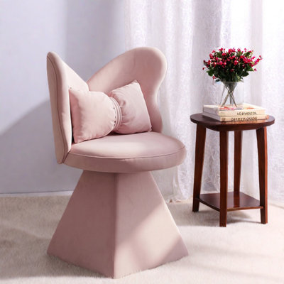 Chaises d'appoint pivotantes, dossier papillon en chenille rose, meuble-lavabo moderne