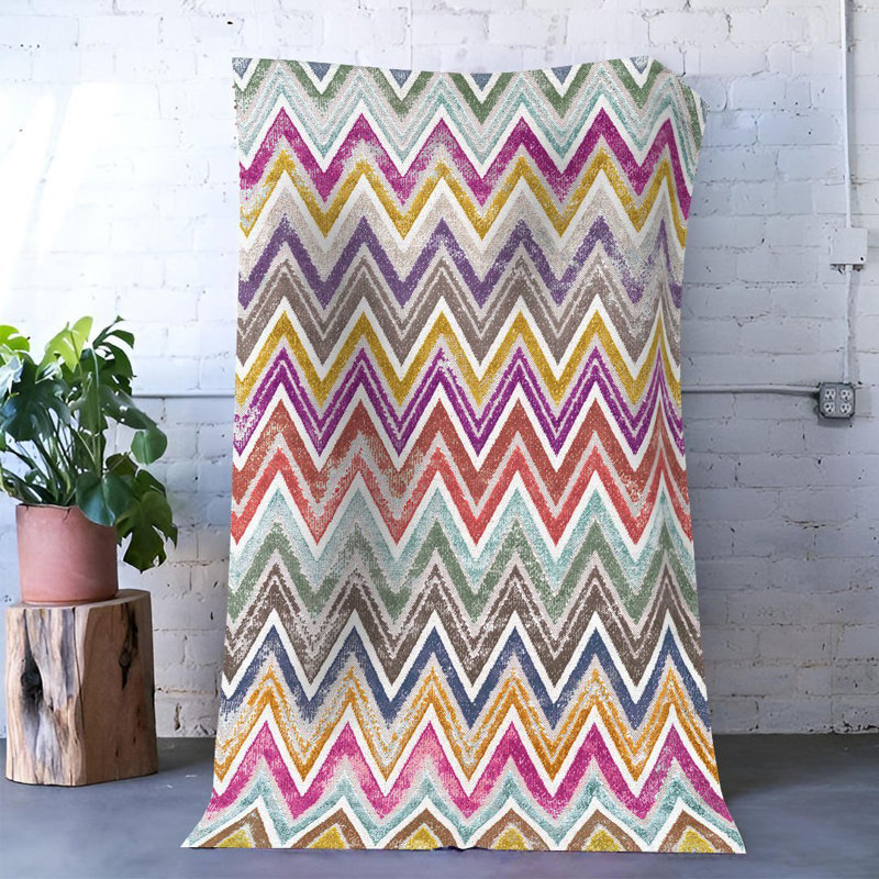 Multi-Colored Geometric Patterned Modern Decorative Rug, Rectangle 4'7.12" x 6'6.74"