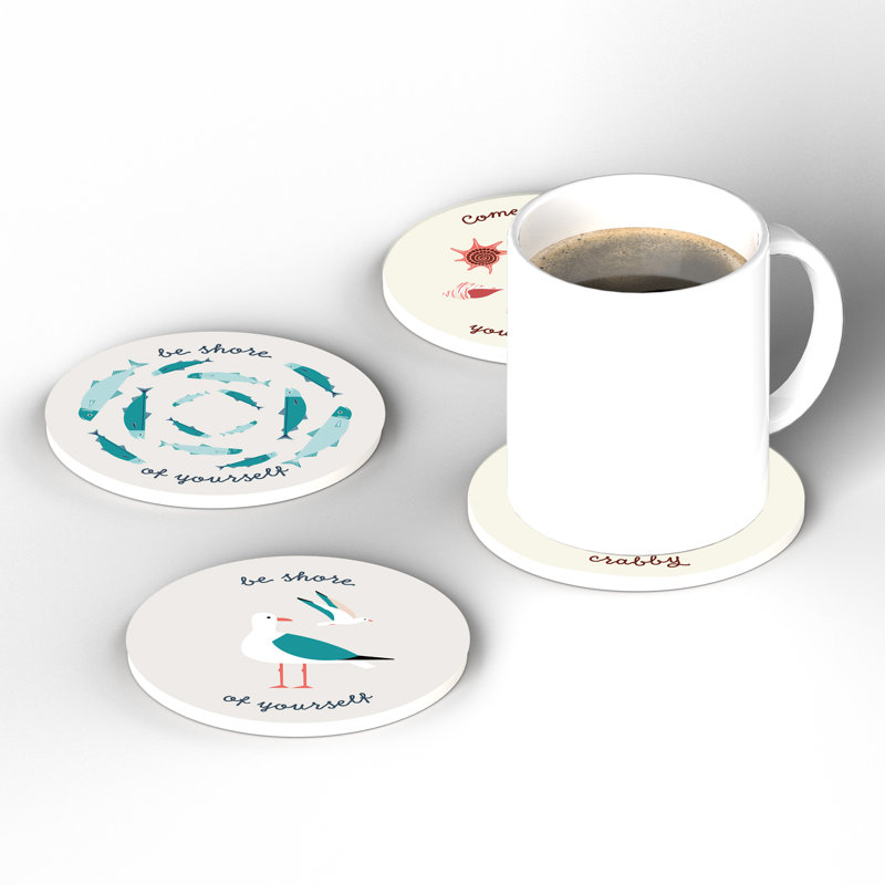 Ceramic Round 4 Piece Coaster Set