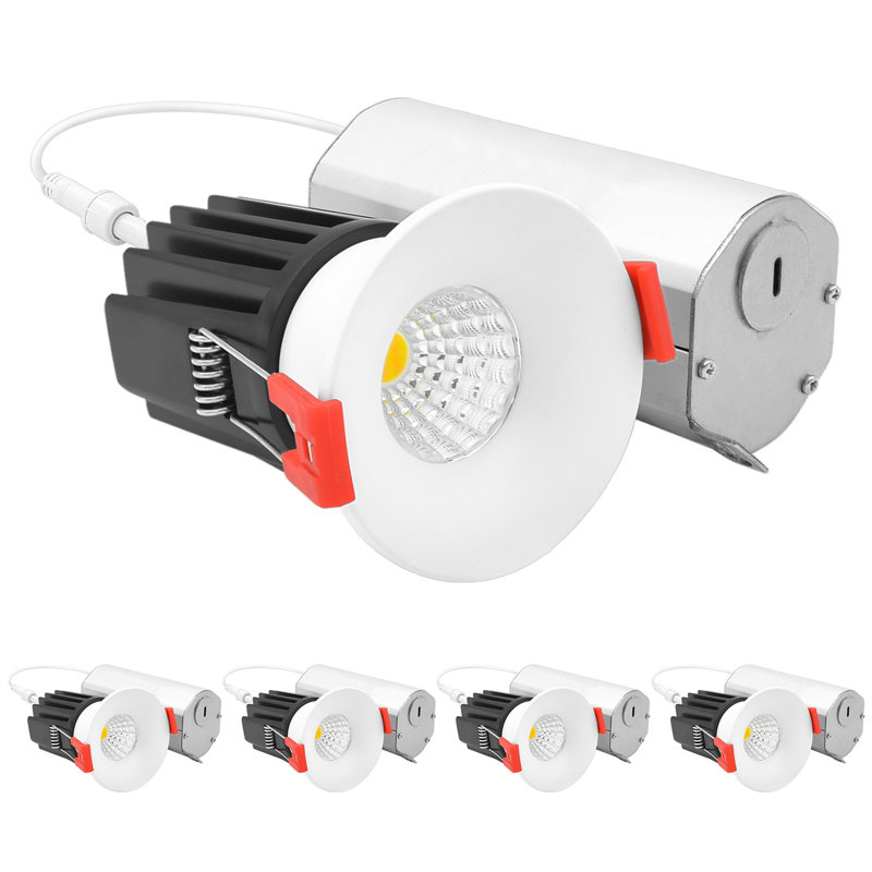 Luminaire encastré sans lumière à DEL 1 pouce Luxrite avec boîte en J, 9 W, 5 CCT sélectionnable, 800 lumens, projecteur à intensité variable, homologué Wet, classé IC, lot de 4 ETL