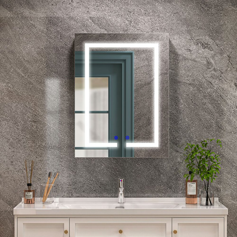 Chriss mm Wide mm H Mirrored Cabinet with Mirror and 3 Adjustable Shelves, 66cm H x 50cm W x 13cm D