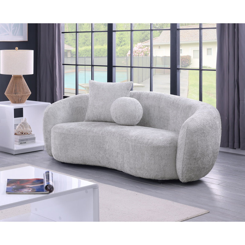 Angelamae Teddy Fabric 2 Seater Loveseat, Gray