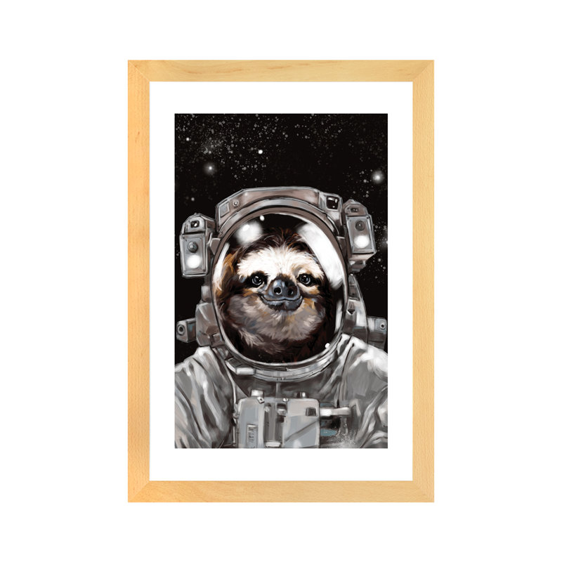 « astronaute sloth selfie », art, H 24 po x l 16 po x P 1 po, Papier encadré naturel