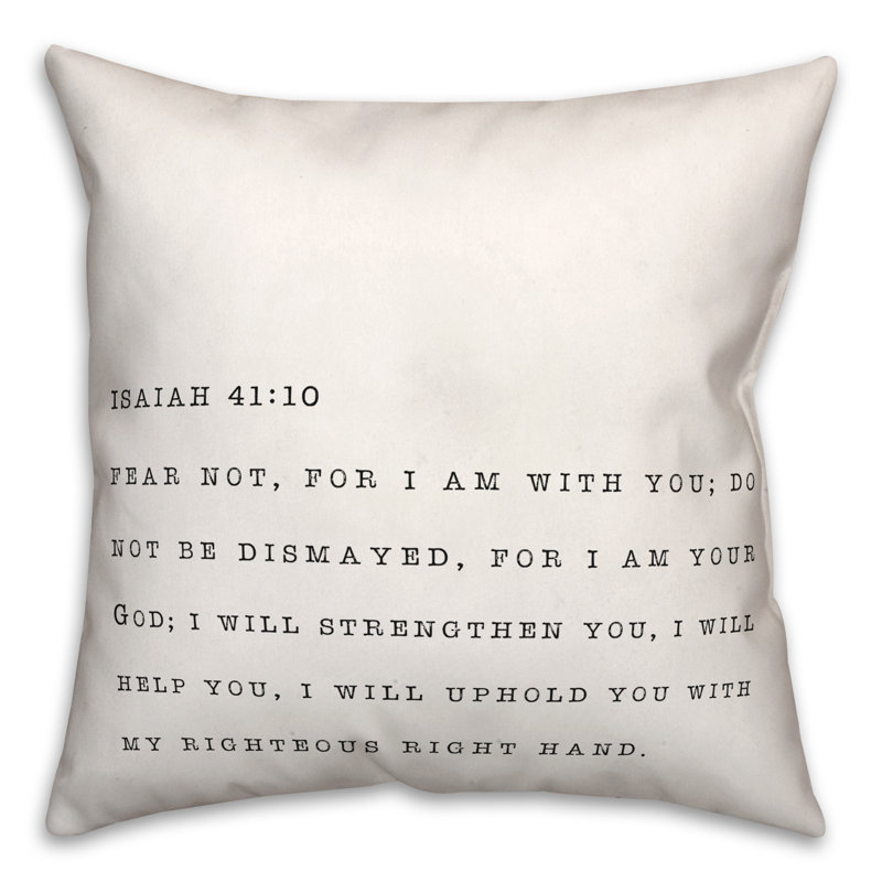Coussin intérieur / extérieur Fear Not I Am Your God, H 18 po x l 18 po, Carré
