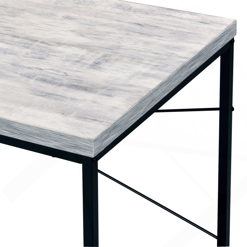 Bureau d'écriture rectangulaire avec pieds en métal, Blanc antique