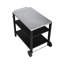 Chariot de barbecue extérieur à 3 niveaux avec surface en acier inoxydable, roues de table de préparation barbecue, barre de service roulante pour patio et cour arrière, support de four à pizza en noir, construction, grand rangement, stable