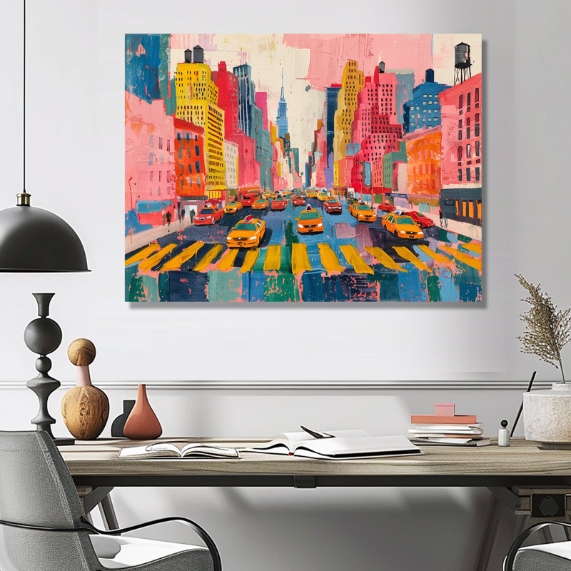 Art sur toile Stijn - New York City, Sans cadre, métal, H 16 po x l 32 po