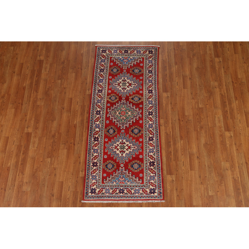 Tapis rouge fait à la main Kazak 3 x 6