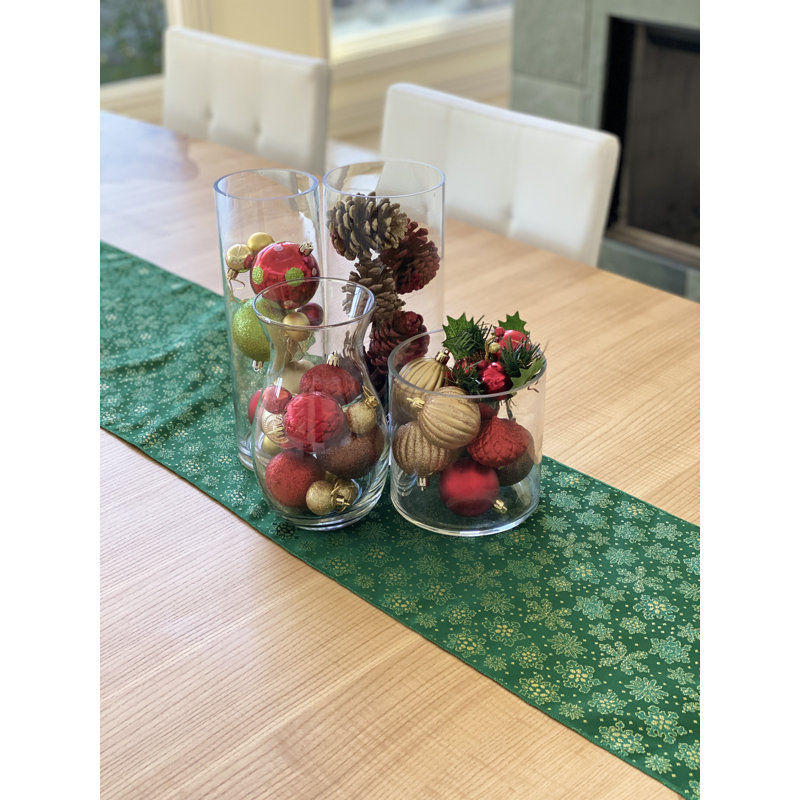 Metairie Geometric Christmas Table Runner, 120" L x 12" W, Gold