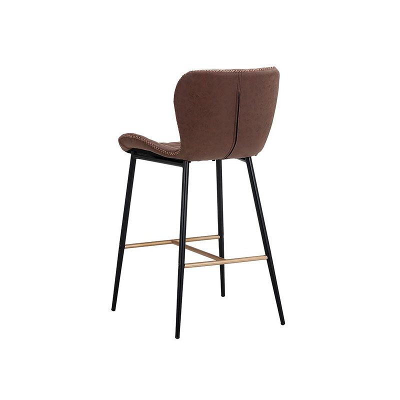 Lyla Upholstered Stool, Antique Brown Faux Leather, Counter Stool (26” Seat Height)