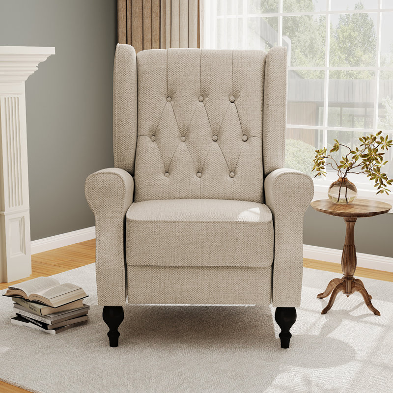 Nuvraj Upholstered Accent Chair, Beige Linen