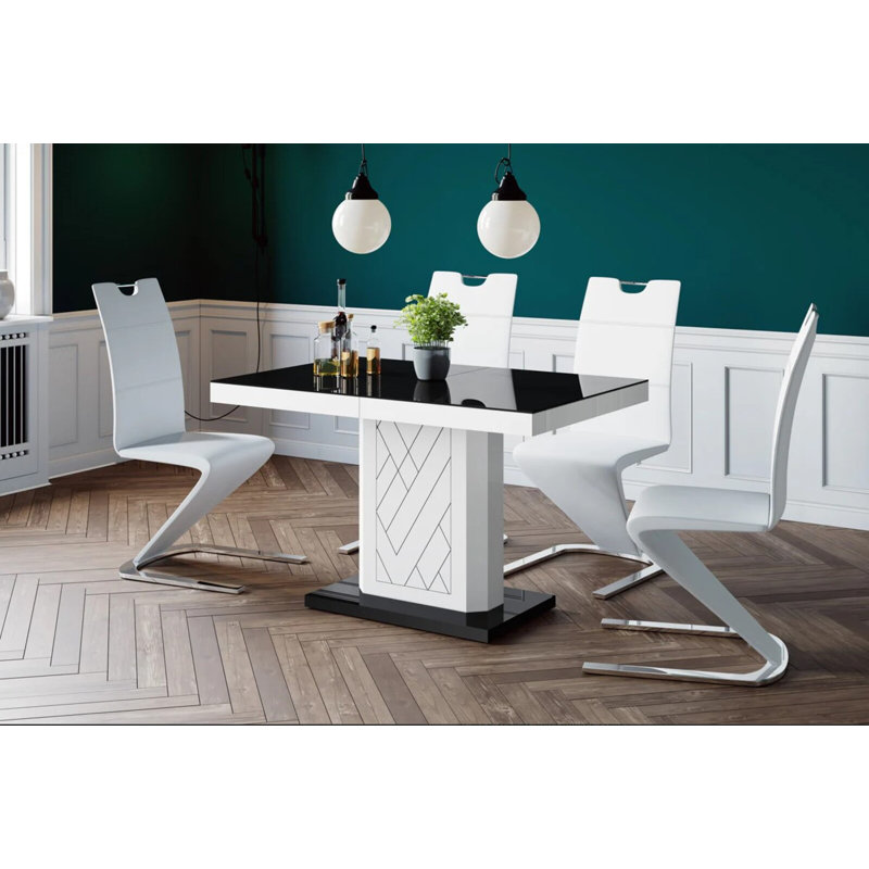 Bobbetta Extendable Dining Table, White/Black