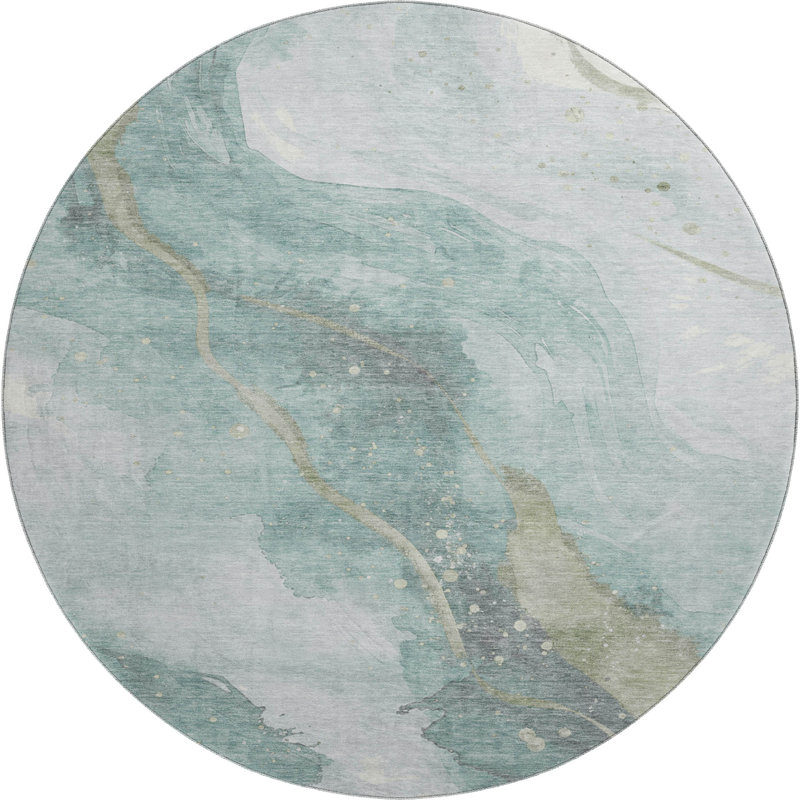 Premium Machine Washable Northdale AMF1529 Waves Rug, Round 8'