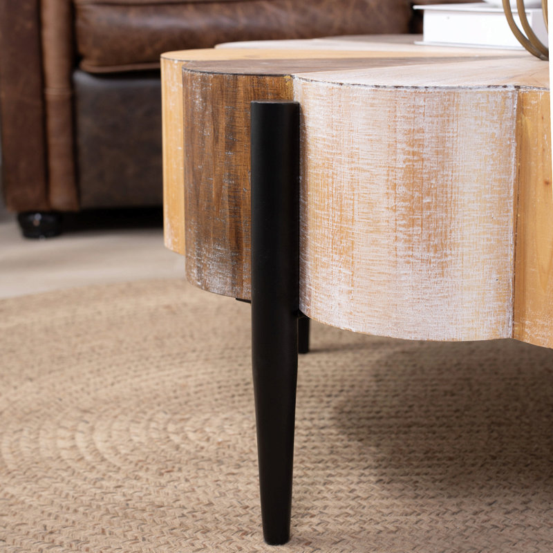 Table basse rustique en bois manufacturé en bois manufacturé avec pieds en métal | Idée de cadeau