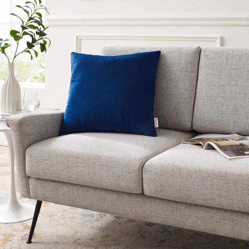 Enhance Performance Velvet Throw Pillow by Modway, Navy, 19.5" x 19.5"