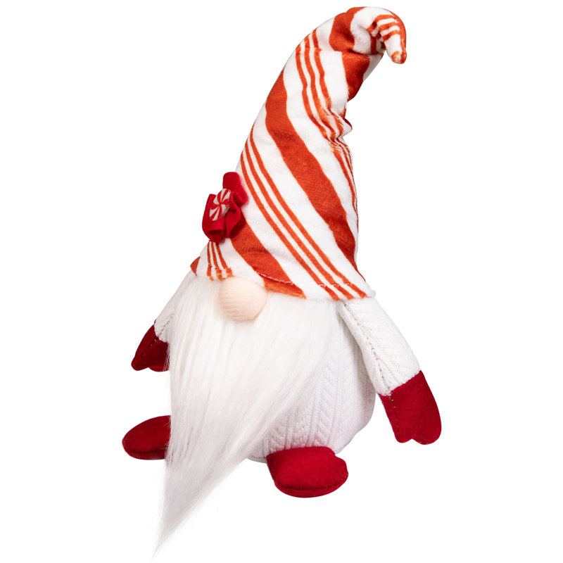 Décoration de Noël gnome en peluche bonbon à la menthe poivrée - 10 po